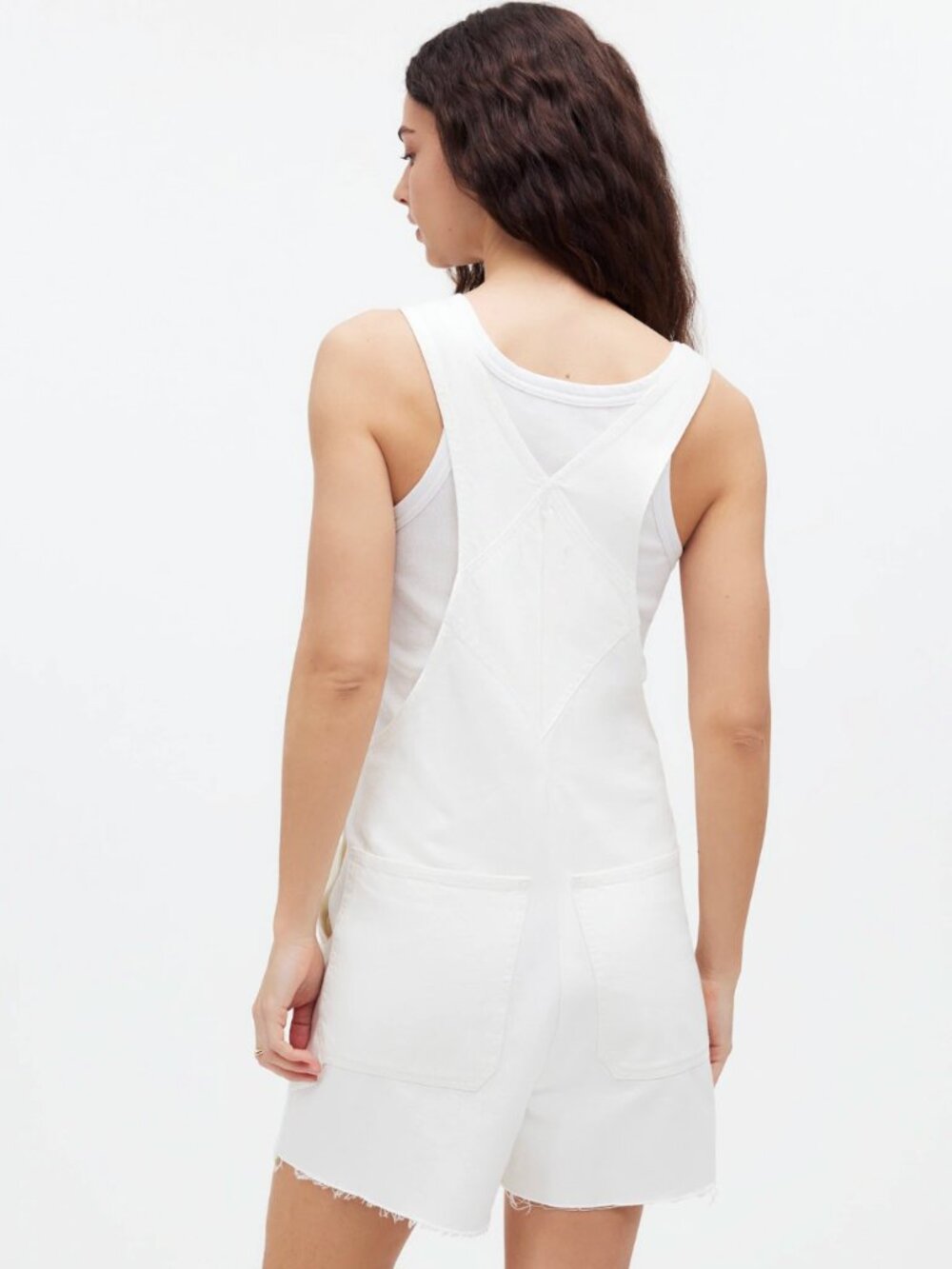 Madewell Denim Oversized Carpenter Shortalls in Tile White - Picture 4 of 6
